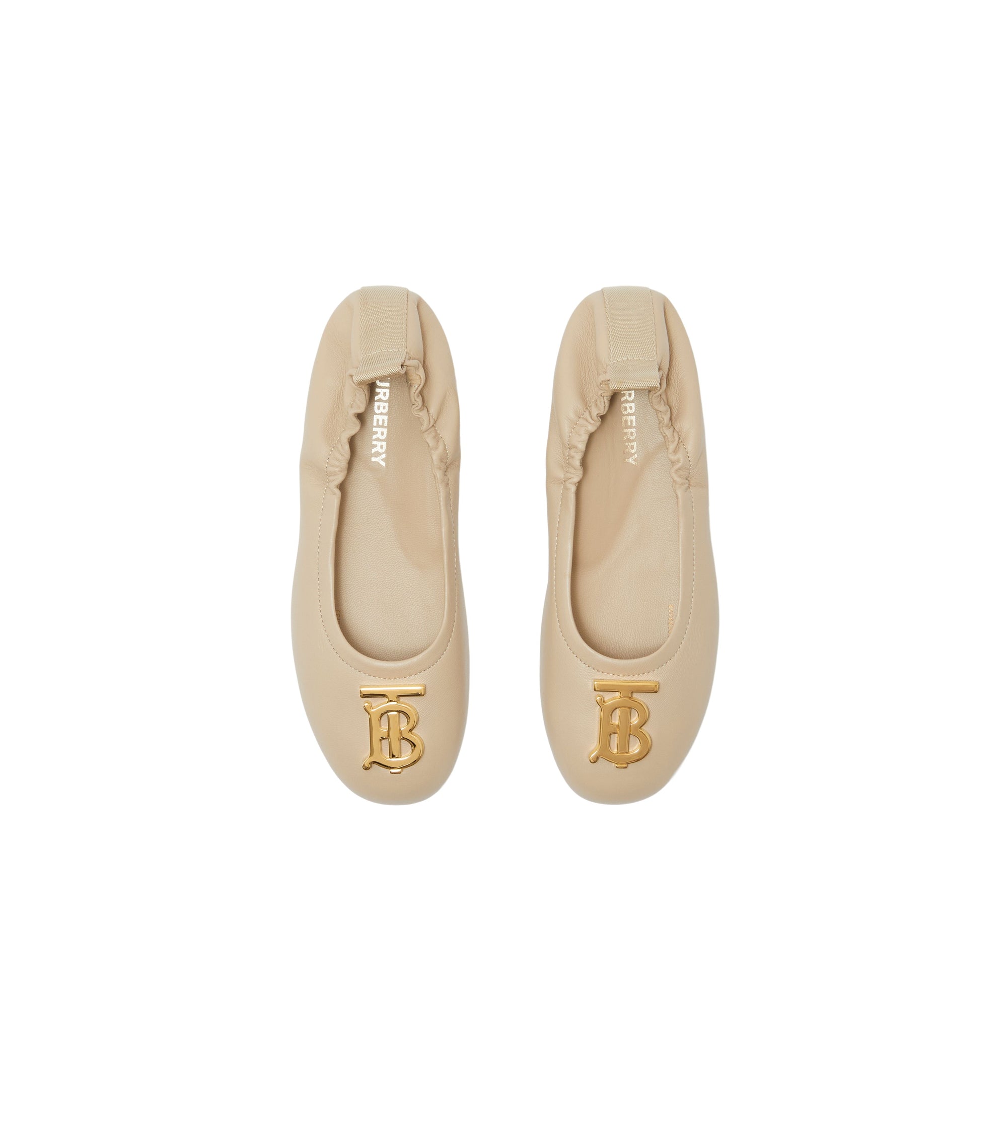 Ballerines en cuir à motif monogramme - Soft Fawn