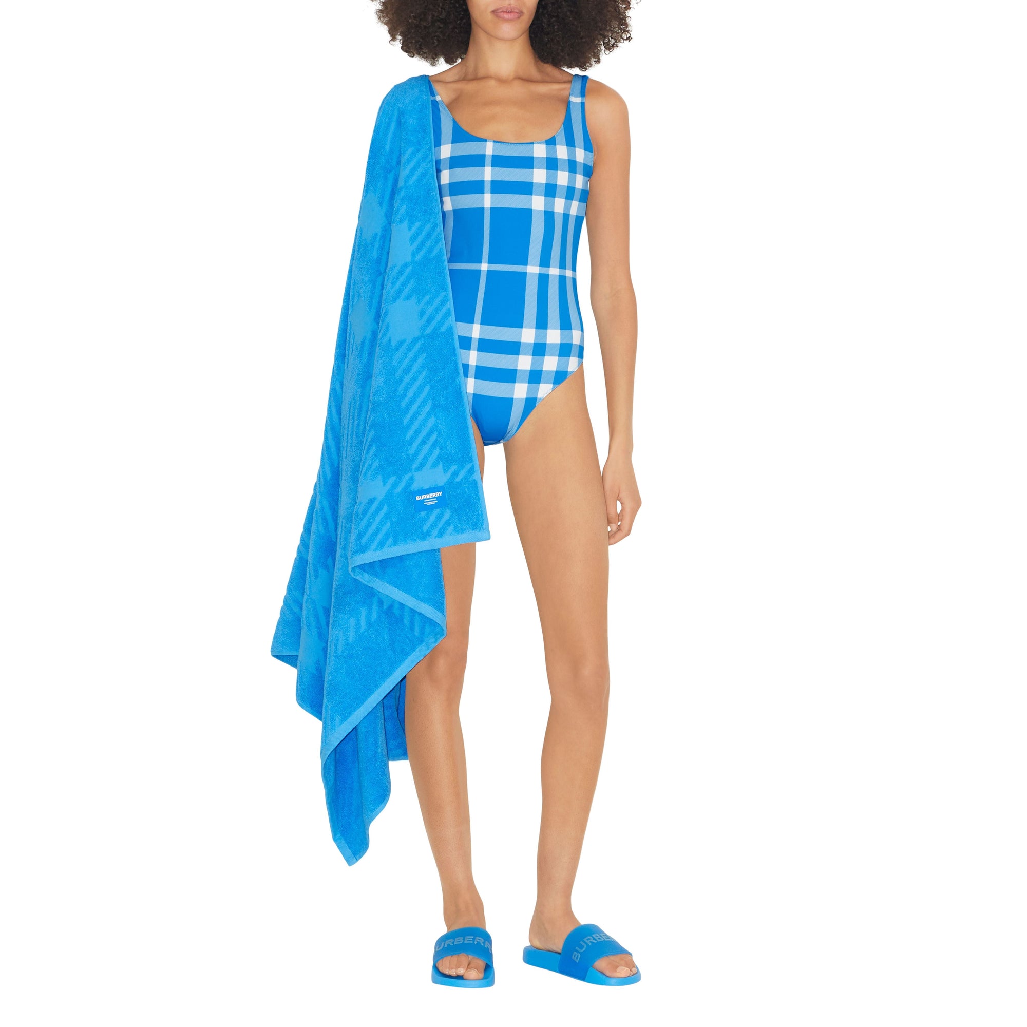 Serviette en coton jacquard à carreaux - Vivid Blue