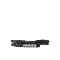 Bracelet en cuir tressé à logo gravé - Vintage Steel & Black