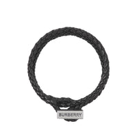 Bracelet en cuir tressé à logo gravé - Vintage Steel & Black