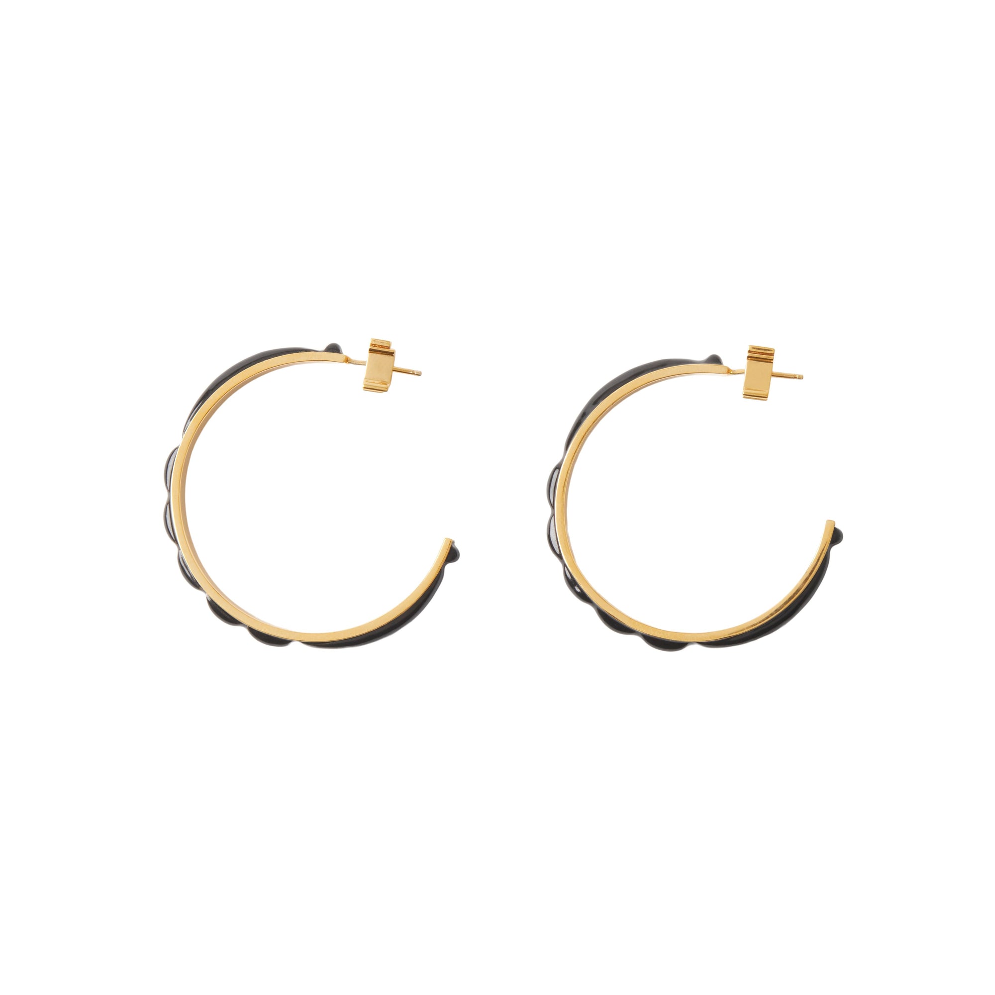 Créoles Lola en émail & plaqué or - Light Gold & Black