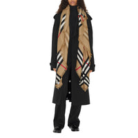 Foulard en soie et laine à motif check - Archive Beige