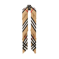 Foulard en soie et laine à motif check - Archive Beige