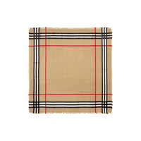 Foulard en soie et laine à motif check - Archive Beige