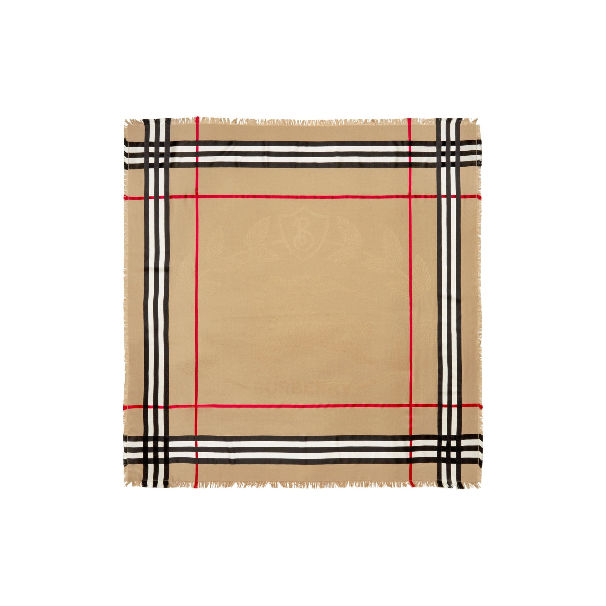 Foulard en soie et laine à motif check - Archive Beige