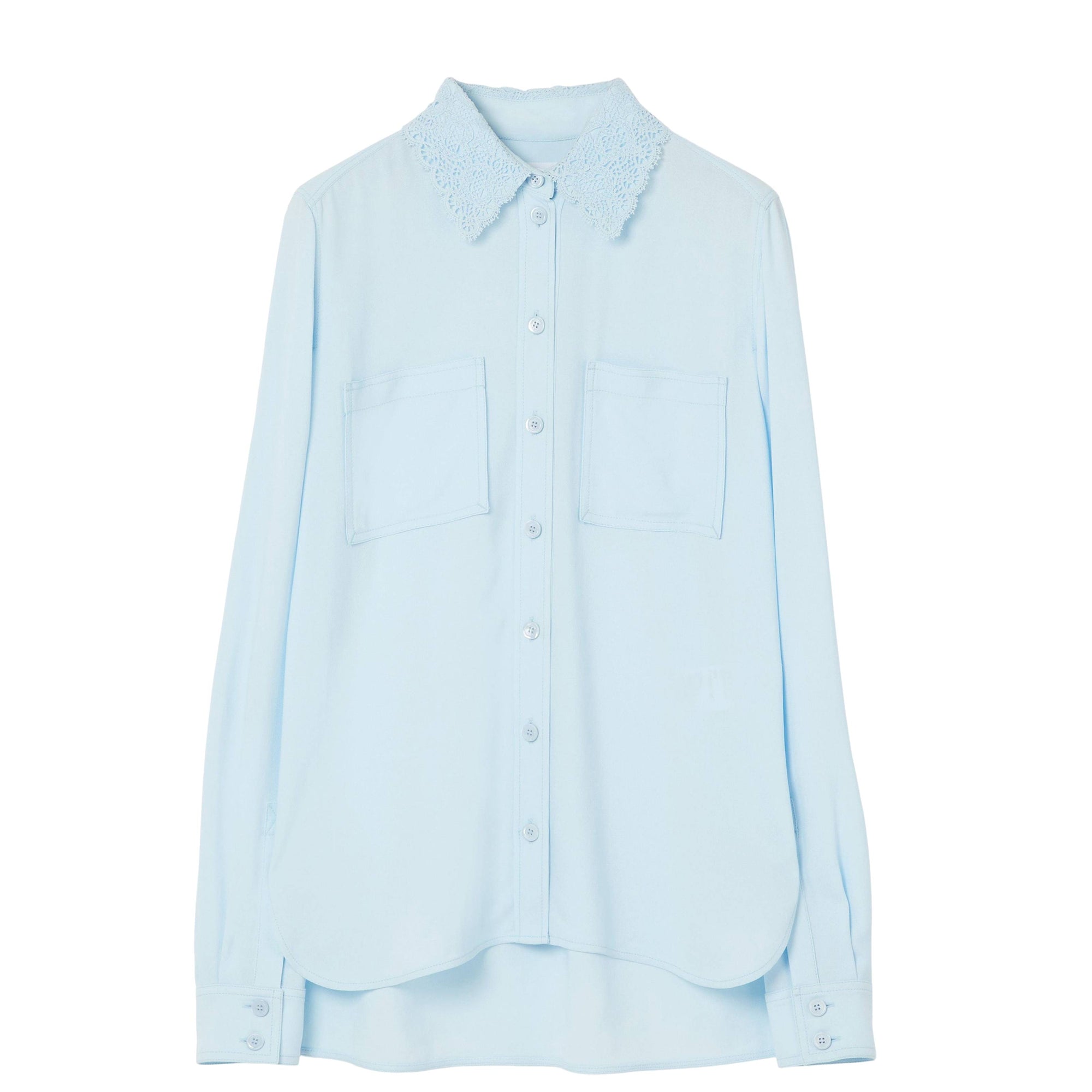 Chemise à col en dentelle - Glacier Blue