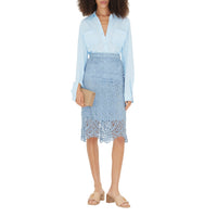 Chemise à col en dentelle - Glacier Blue