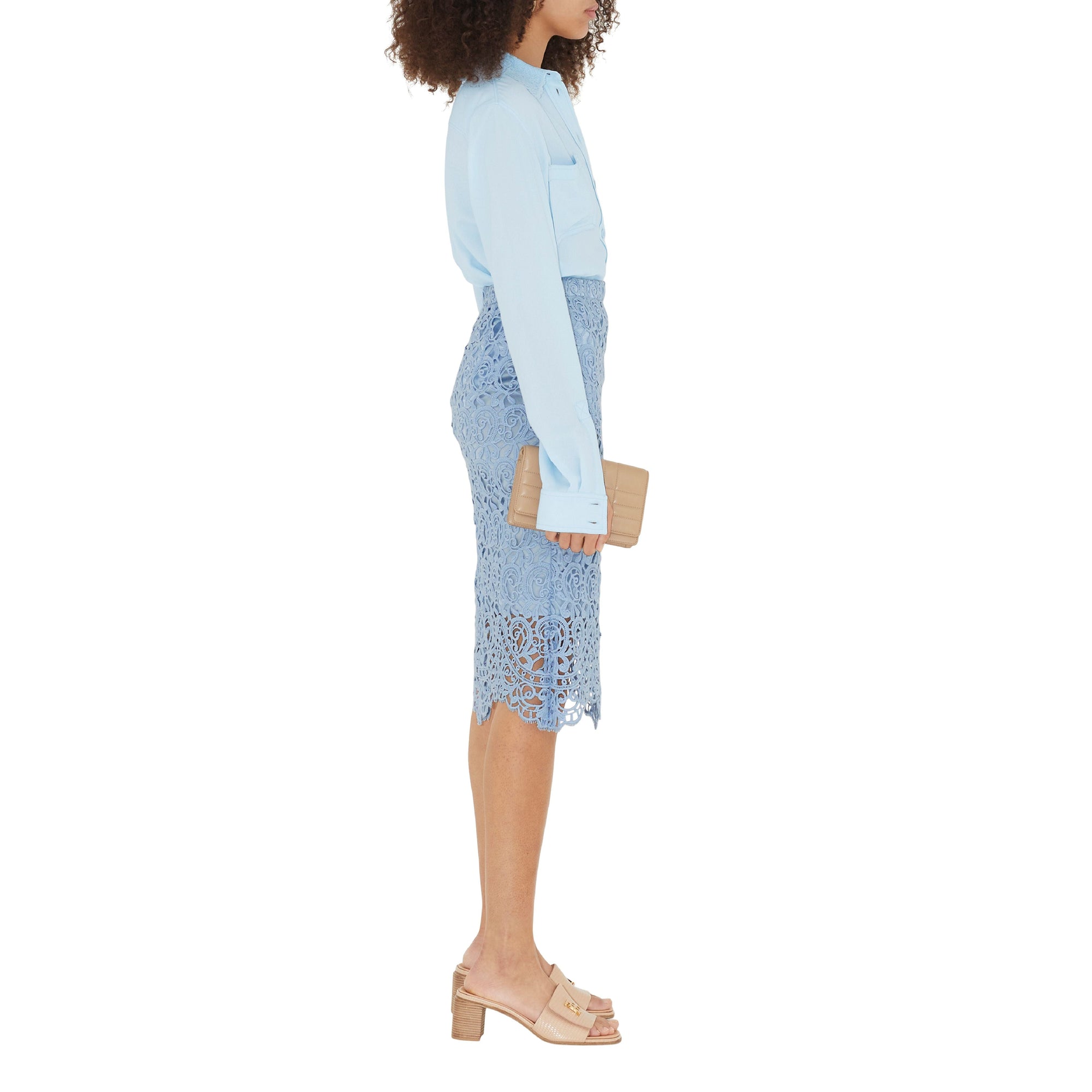 Chemise à col en dentelle - Glacier Blue