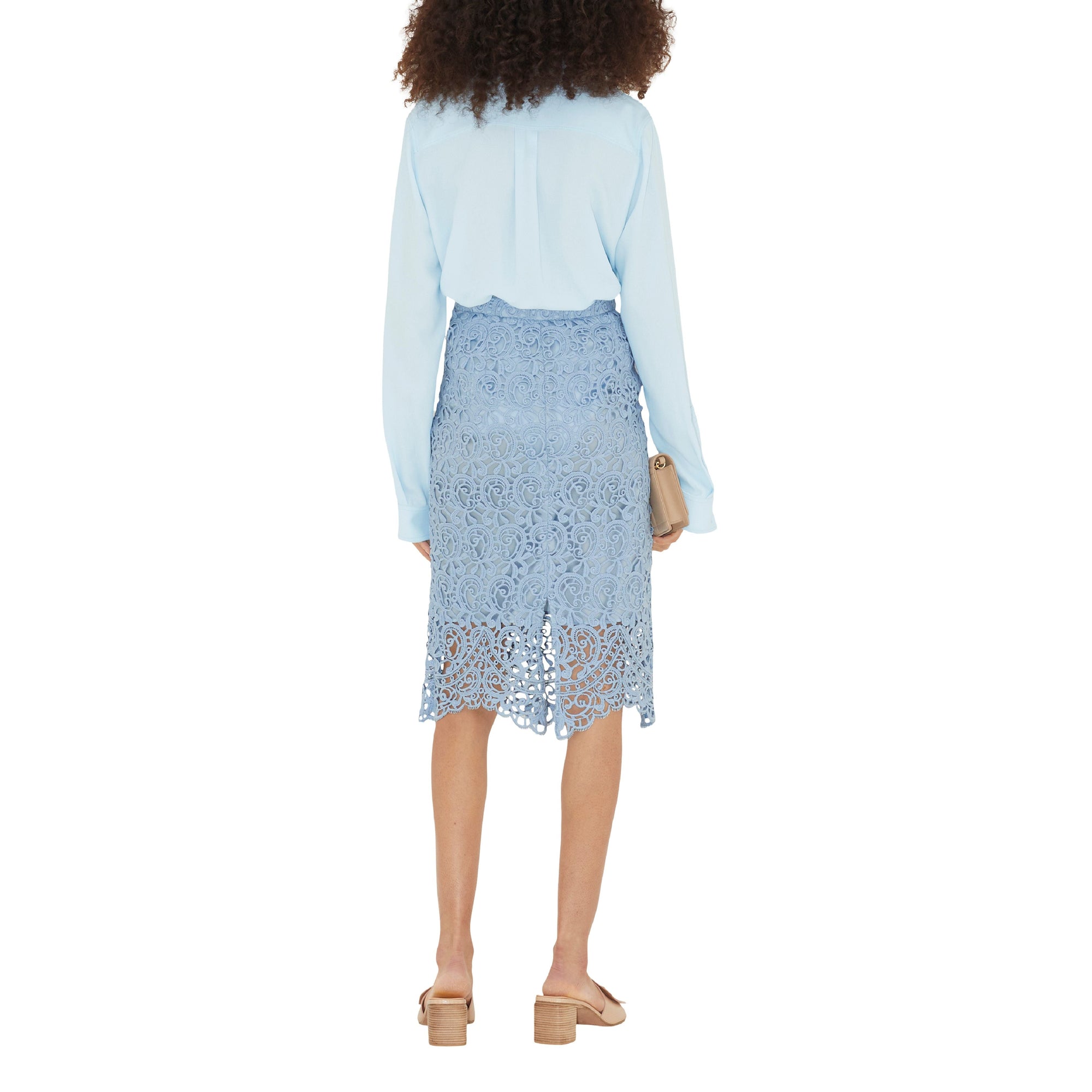Chemise à col en dentelle - Glacier Blue