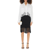 Jupe crayon en dentelle macramé - Black