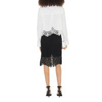 Jupe crayon en dentelle macramé - Black