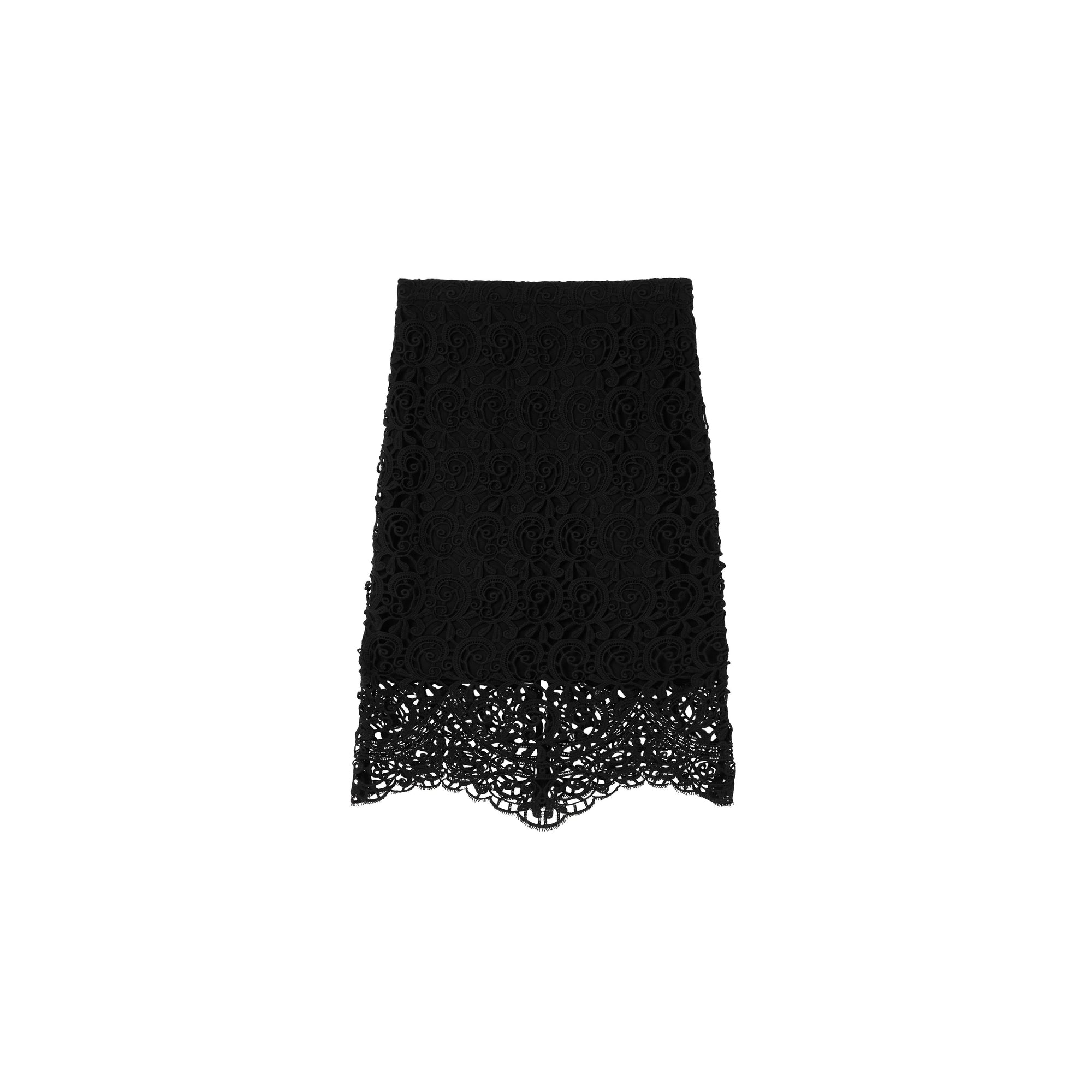 Jupe crayon en dentelle macramé - Black