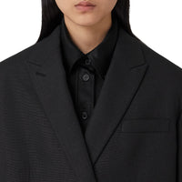Veste tailleur en laine et ramie à chaîne - Black