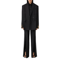 Veste tailleur en laine et ramie à chaîne - Black