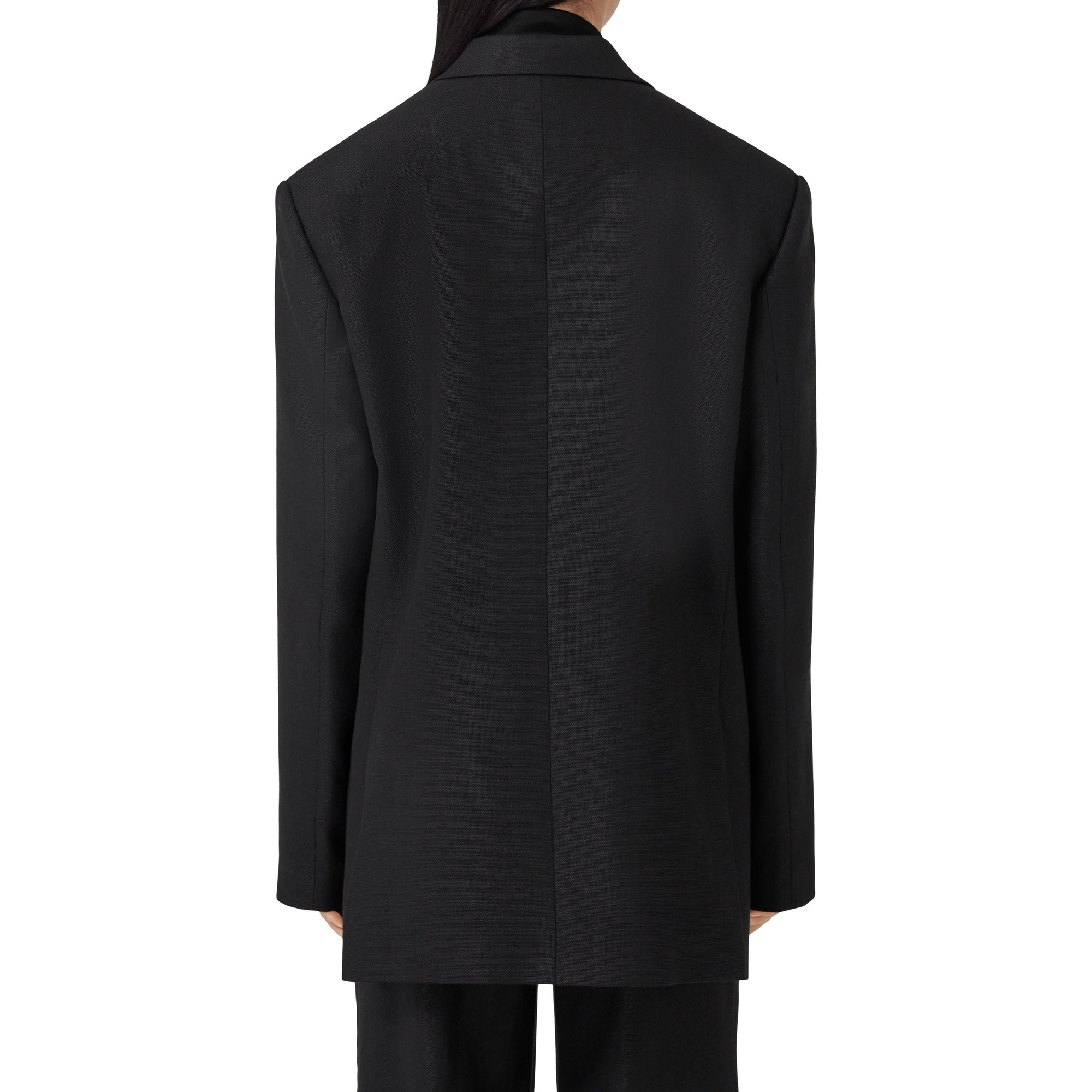 Veste tailleur en laine et ramie à chaîne - Black