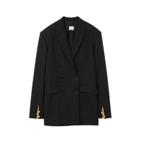 Veste tailleur en laine et ramie à chaîne - Black