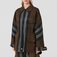 Veste cargo à motif check - Dark Birch Brown Check