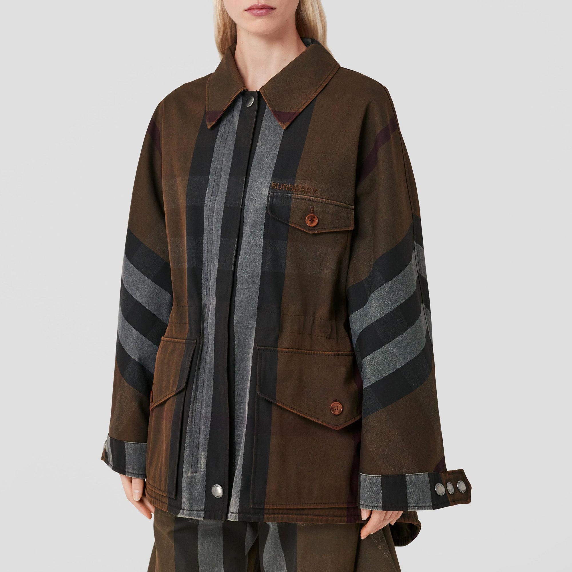 Veste cargo à motif check - Dark Birch Brown Check