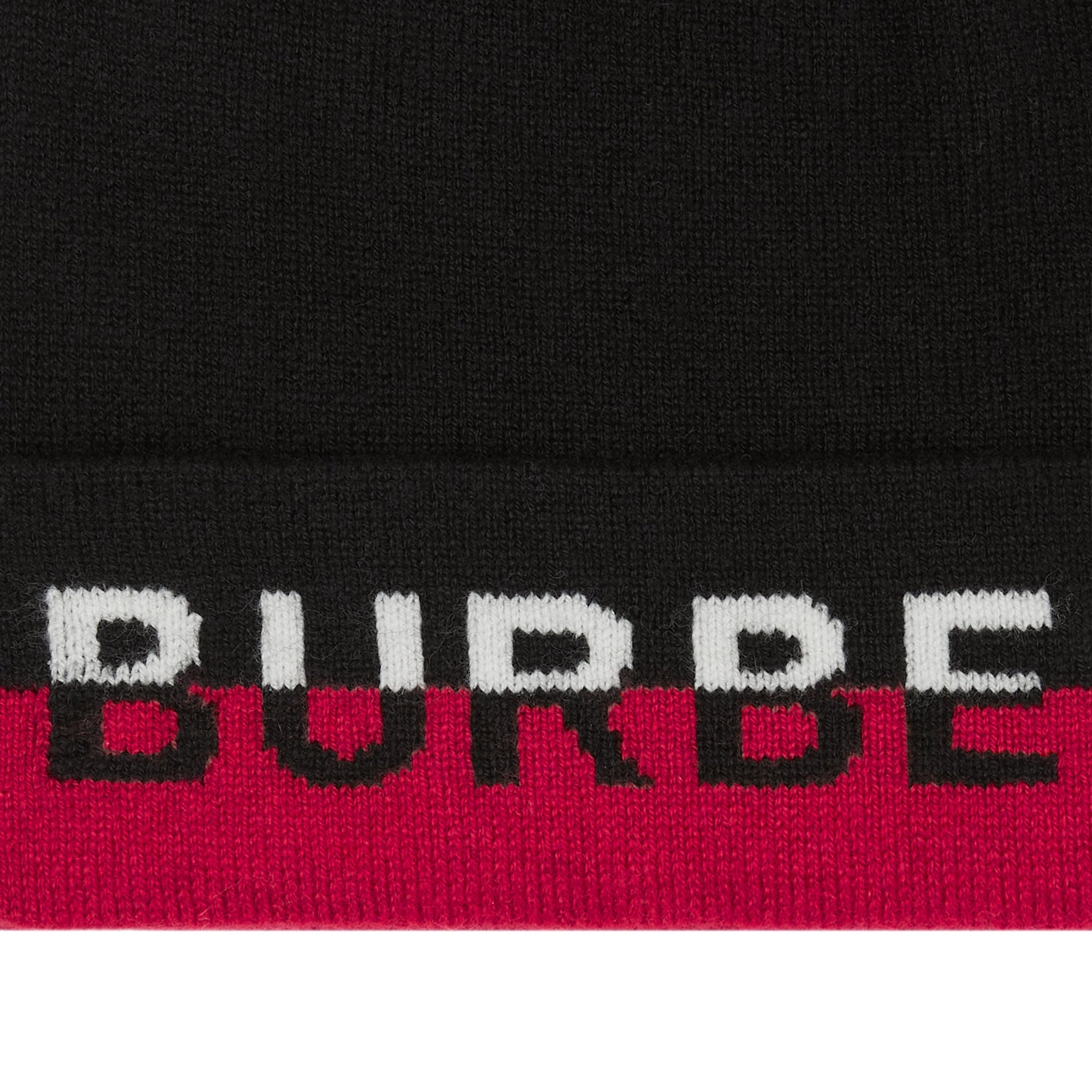 Bonnet en cachemire mélangé à logo jacquard - Black & Red