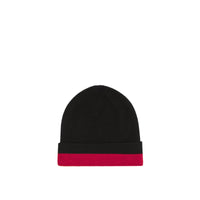 Bonnet en cachemire mélangé à logo jacquard - Black & Red