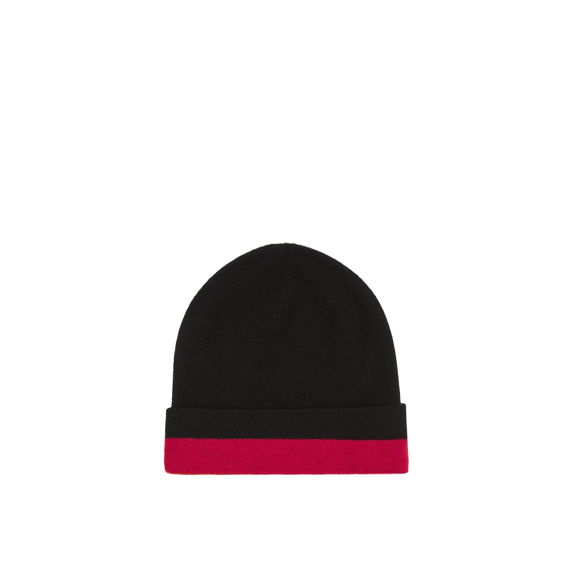 Bonnet en cachemire mélangé à logo jacquard - Black & Red