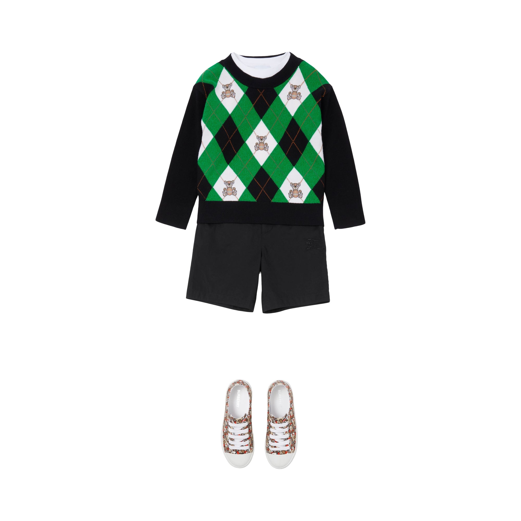 Pull en laine argyle Thomas Bear - Fir Tree Green