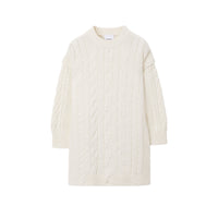 Robe pull en laine torsadée - Ivory