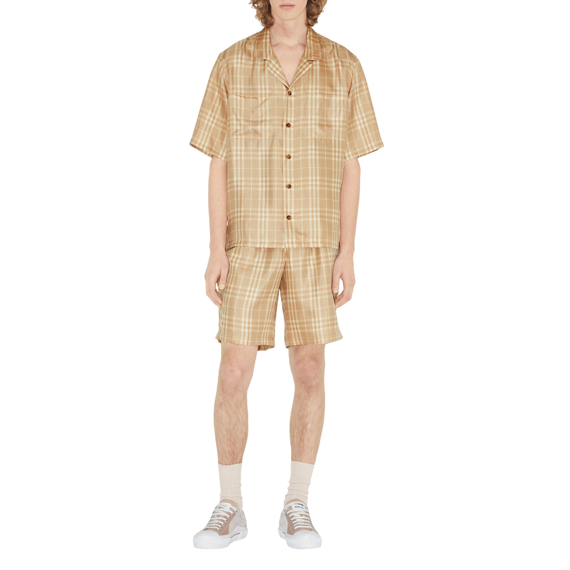 Chemise en soie à motif Vintage check - Soft Fawn Check