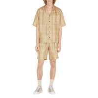 Short à cordon en soie à motif check - Soft Fawn Check