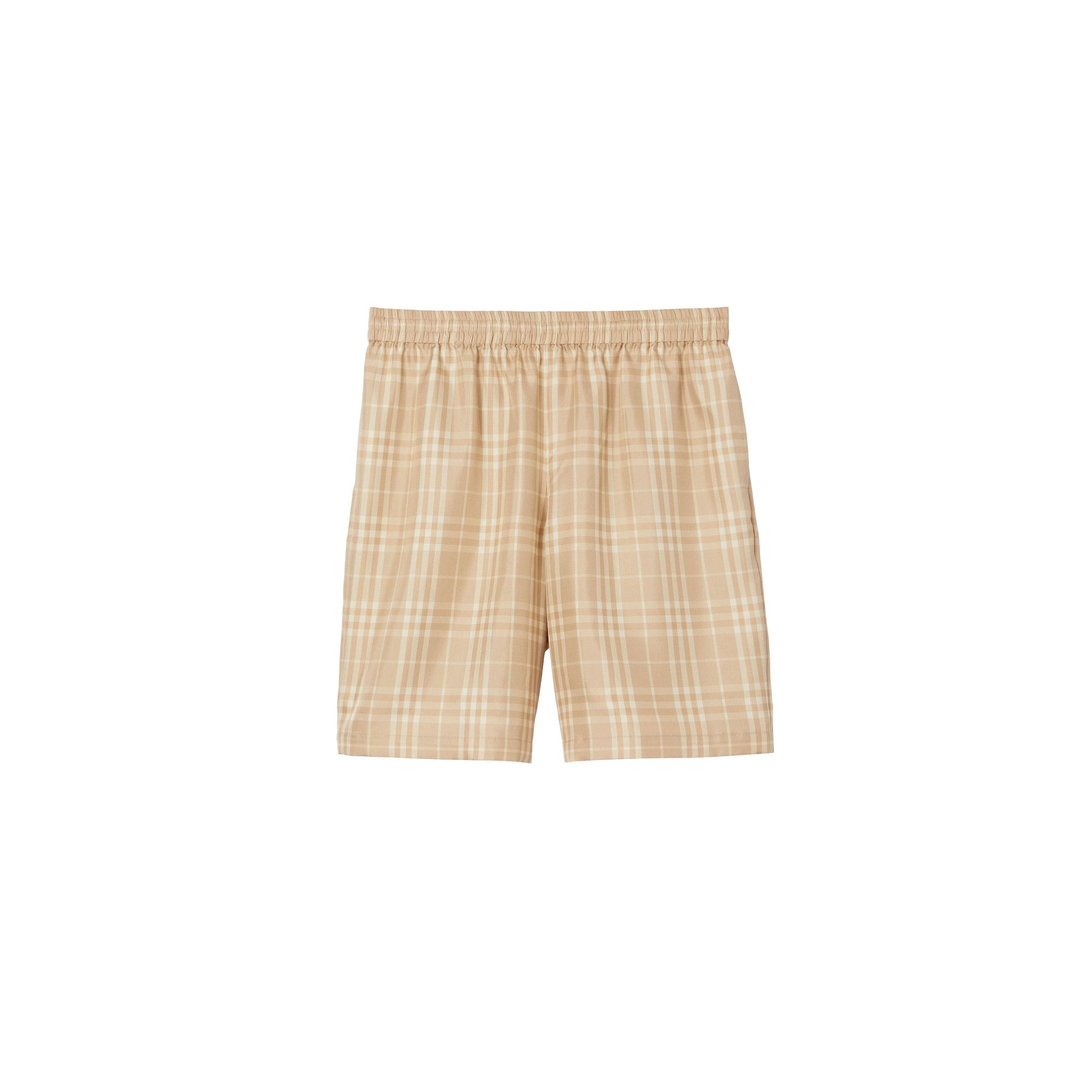 Short à cordon en soie à motif check - Soft Fawn Check