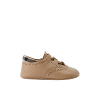 Richelieus à motif check en cuir - Archive Beige