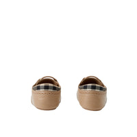 Richelieus à motif check en cuir - Archive Beige