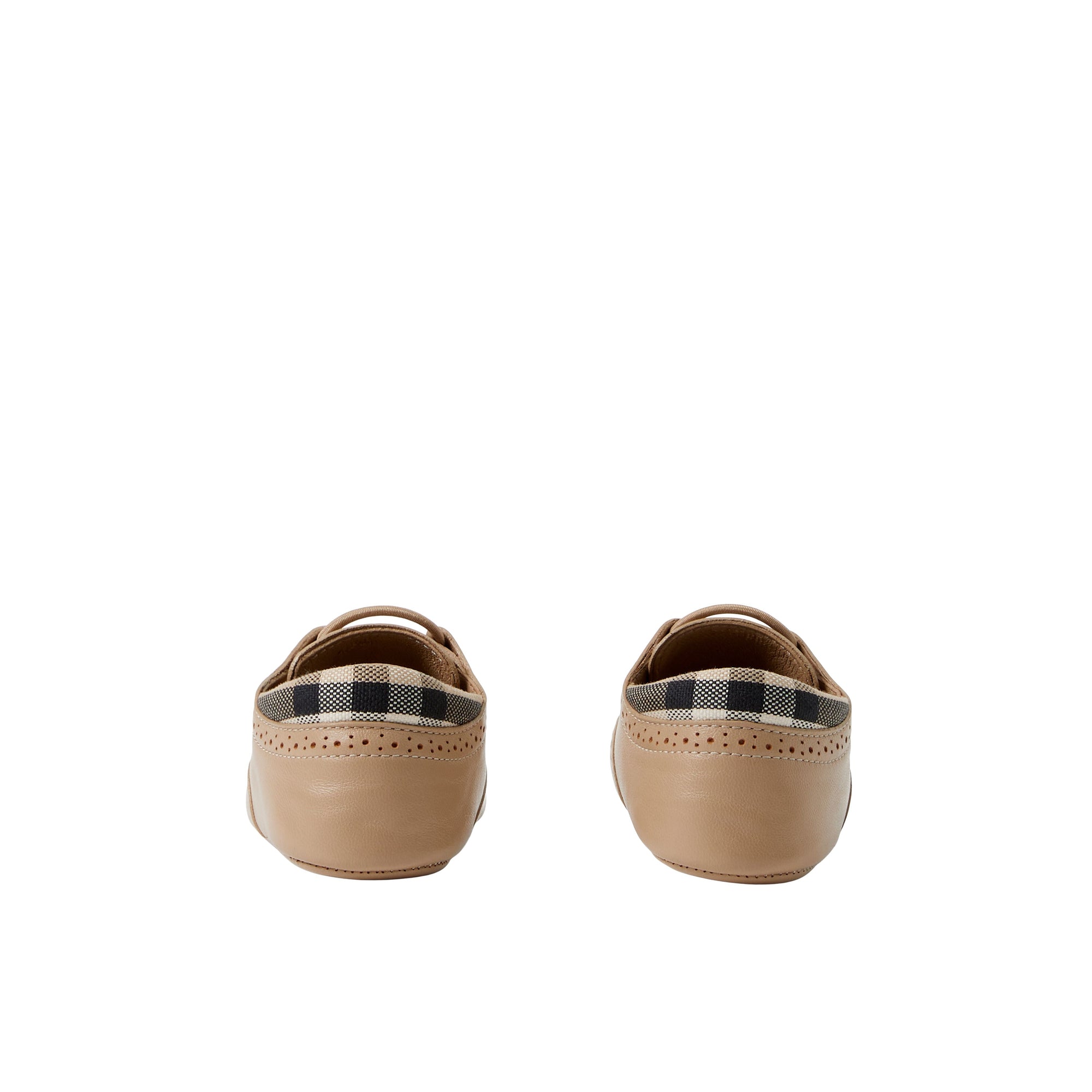 Richelieus à motif check en cuir - Archive Beige