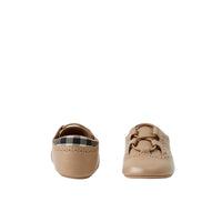 Richelieus à motif check en cuir - Archive Beige
