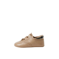 Richelieus à motif check en cuir - Archive Beige
