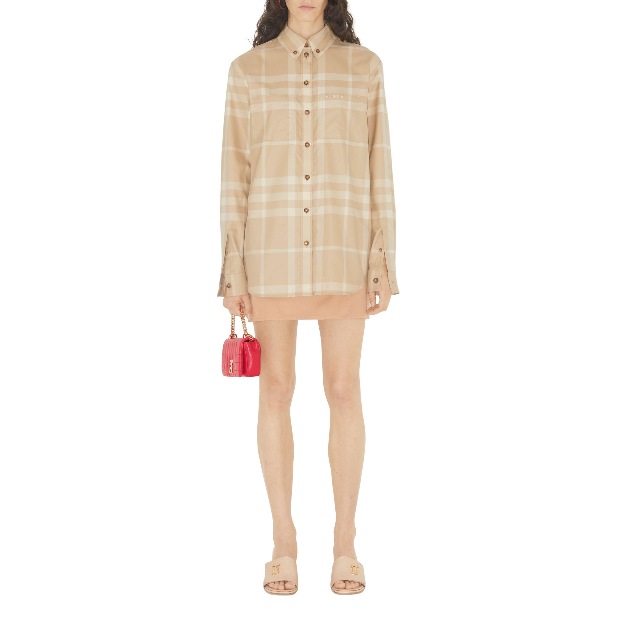 Chemise à motif check et col boutonné - Soft Fawn Check