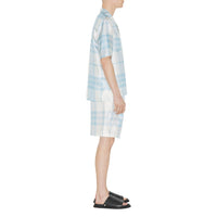 Chemise à manches courtes en soie à motif Check - Pale Sky Blue