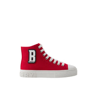 Sneakers montantes en coton à lettre - Bright Red