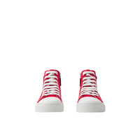 Sneakers montantes en coton à lettre - Bright Red