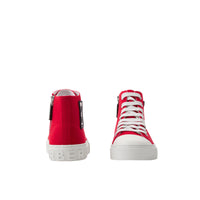 Sneakers montantes en coton à lettre - Bright Red