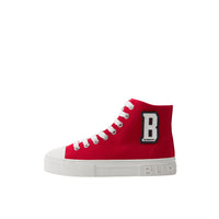 Sneakers montantes en coton à lettre - Bright Red