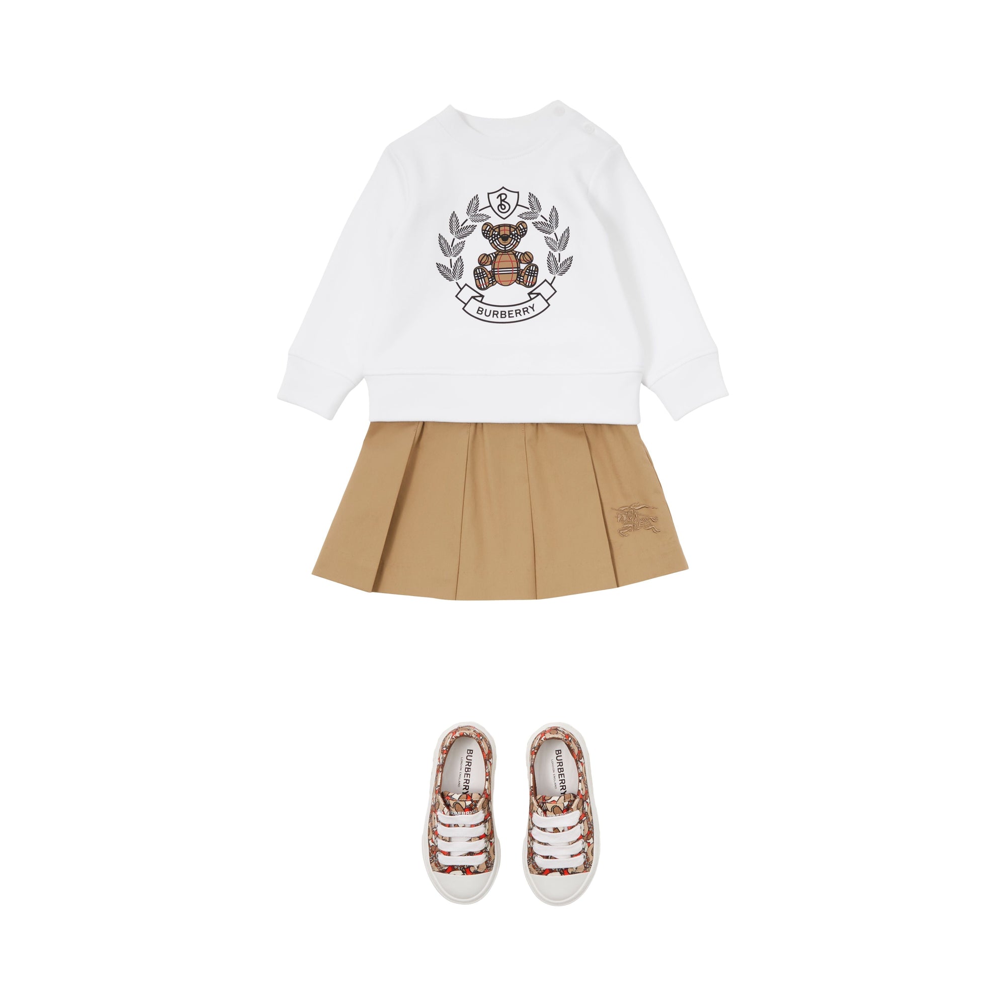 Jupe plissée en coton - Archive Beige