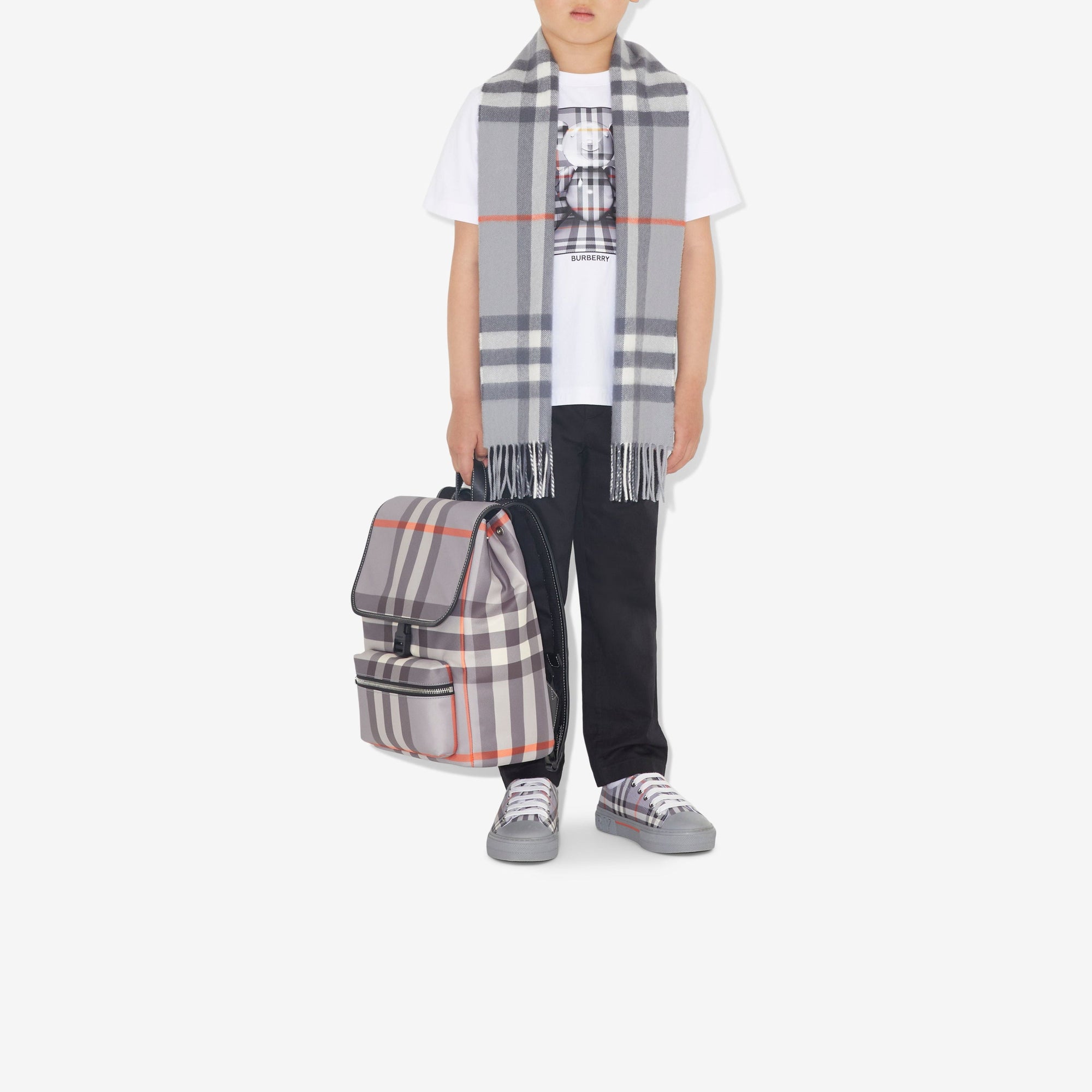 T-shirt en coton Thomas Bear - White & Charcoal Grey