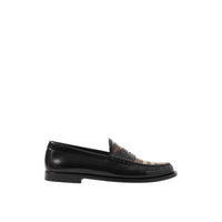 Mocassins Penny en cuir et à motif check - Black