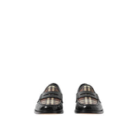 Mocassins Penny en cuir et à motif check - Black