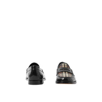 Mocassins Penny en cuir et à motif check - Black