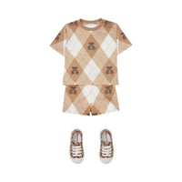 T-shirt en coton argyle Thomas Bear - Soft Fawn Pattern