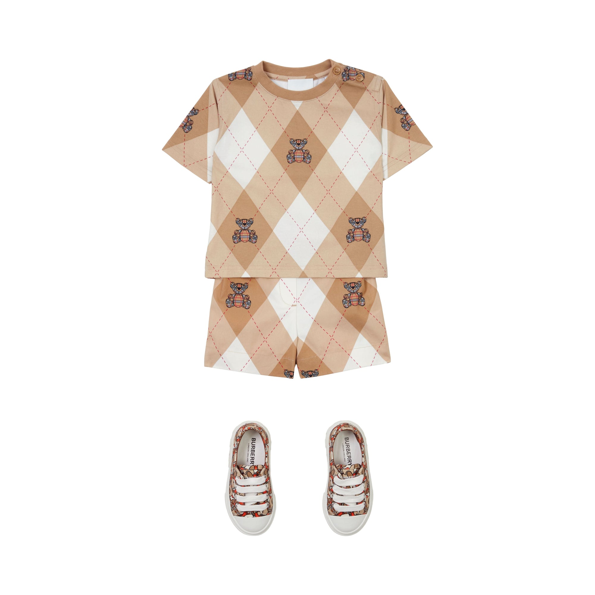 T-shirt en coton argyle Thomas Bear - Soft Fawn Pattern