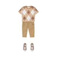 T-shirt en coton argyle Thomas Bear - Soft Fawn Pattern