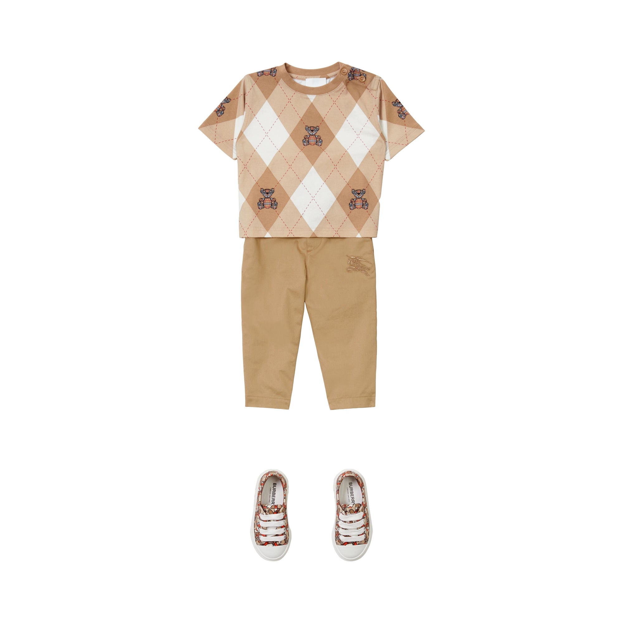 T-shirt en coton argyle Thomas Bear - Soft Fawn Pattern